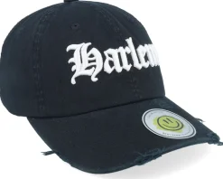 Harlem 3d Script Destroyed Black Dad Cap - Lucid Smile