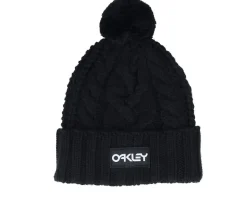 Harper Beanie Black/White Logo Pom - Oakley