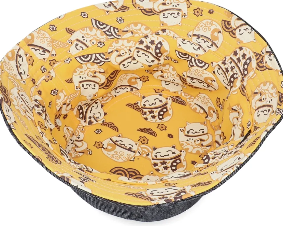 Hat Luckycat Linen Black Bucket - Djinns