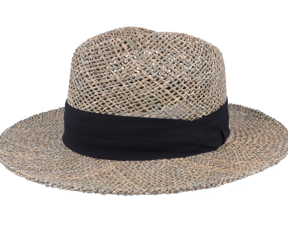 Hat Men Seagras Nature-Black Straw Hat - Seeberger