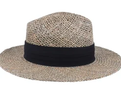 Hat Men Seagras Nature-Black Straw Hat - Seeberger