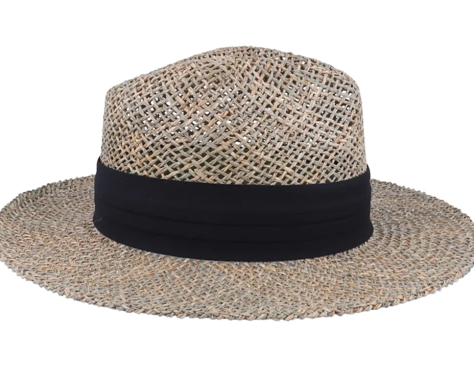 Hat Men Seagras Nature-Black Straw Hat - Seeberger