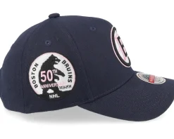 Hatstore Exclusive x Boston Bruins 50th Anniversary Patch Navy/Pink Adjustable - Mitchell & Ness