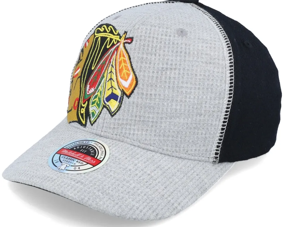 Hatstore Exclusive x Chicago Blackhawks Exclusive XL Hockey Logo Grey/Black Adjustable - Mitchell & Ness
