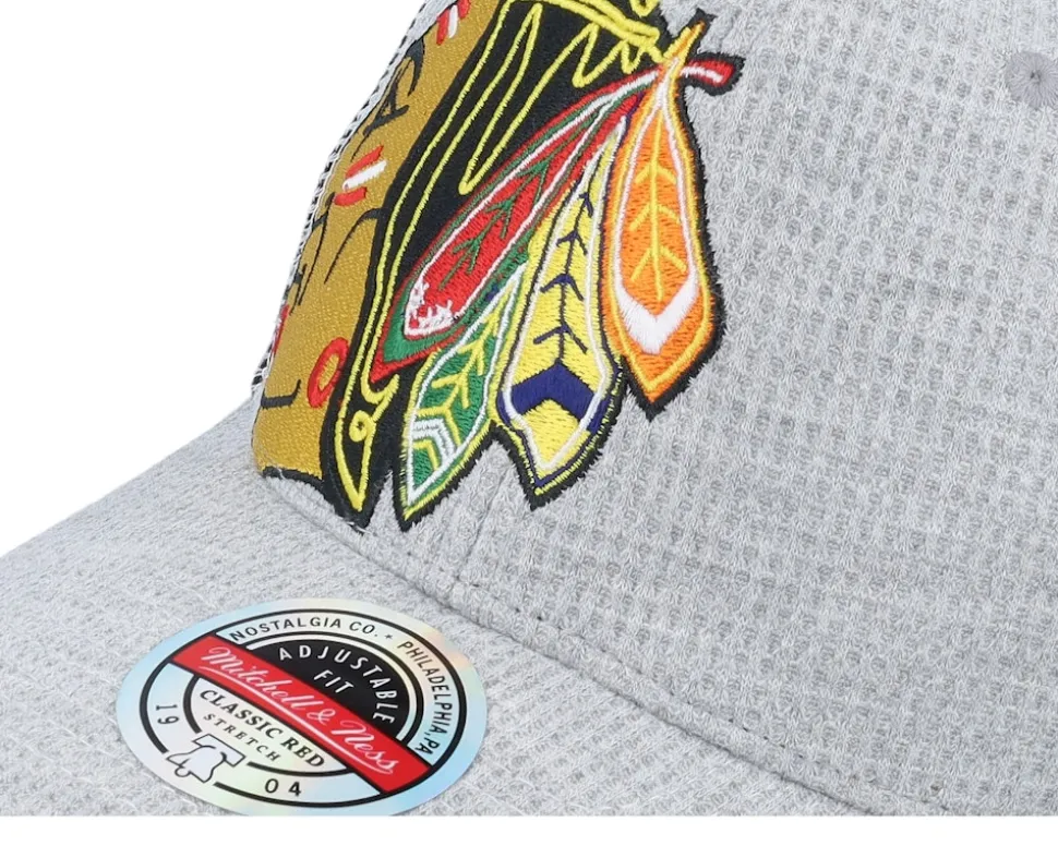 Hatstore Exclusive x Chicago Blackhawks Exclusive XL Hockey Logo Grey/Black Adjustable - Mitchell & Ness
