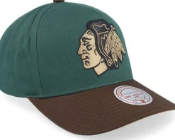 Hatstore Exclusive x Chicago Blackhawks Pro Crown Green/Brown A-frame Adjustable - Mitchell & Ness