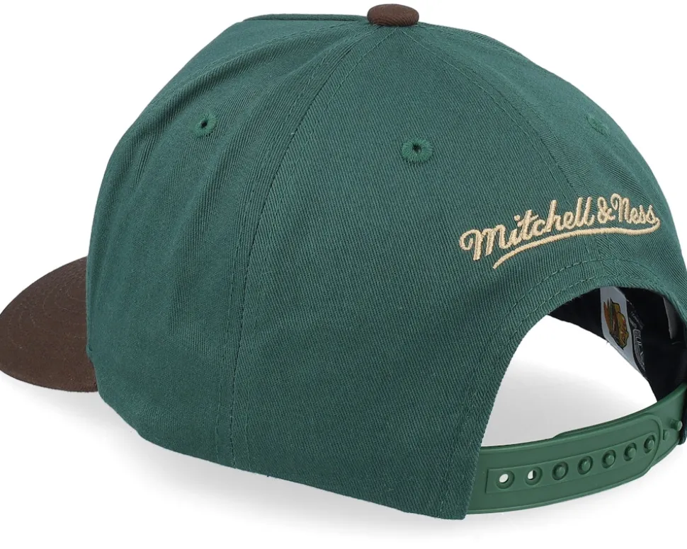 Hatstore Exclusive x Chicago Blackhawks Pro Crown Green/Brown A-frame Adjustable - Mitchell & Ness