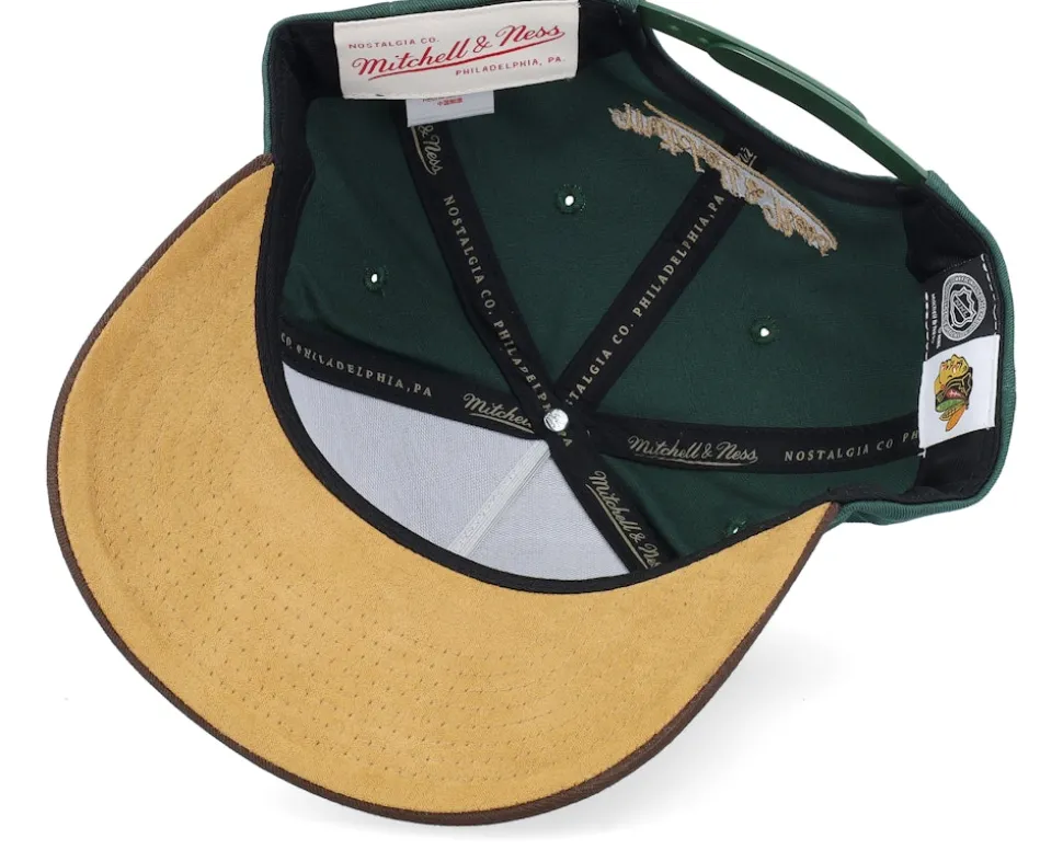 Hatstore Exclusive x Chicago Blackhawks Pro Crown Green/Brown A-frame Adjustable - Mitchell & Ness