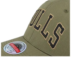 Hatstore Exclusive x Chicago Bulls Script Flight Olive Adjustable - Mitchell & Ness