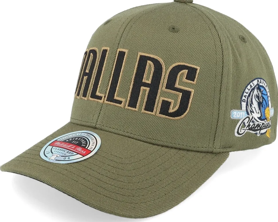 Hatstore Exclusive x Dallas Mavericks Script Flight Olive Adjustable - Mitchell & Ness