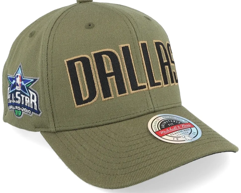 Hatstore Exclusive x Dallas Mavericks Script Flight Olive Adjustable - Mitchell & Ness