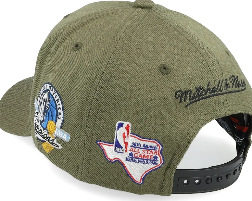 Hatstore Exclusive x Dallas Mavericks Script Flight Olive Adjustable - Mitchell & Ness