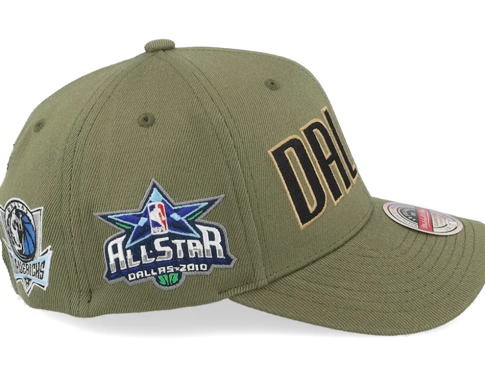 Hatstore Exclusive x Dallas Mavericks Script Flight Olive Adjustable - Mitchell & Ness