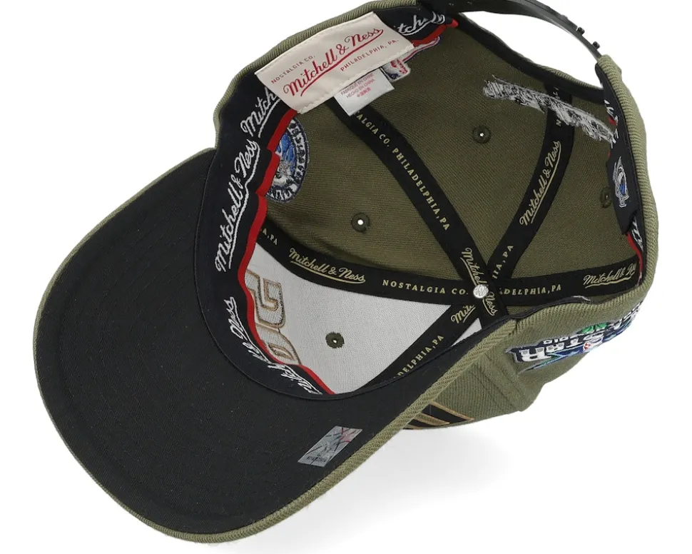 Hatstore Exclusive x Dallas Mavericks Script Flight Olive Adjustable - Mitchell & Ness