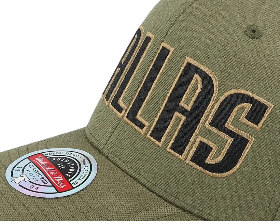 Hatstore Exclusive x Dallas Mavericks Script Flight Olive Adjustable - Mitchell & Ness