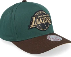 Hatstore Exclusive x Los Angeles Lakers Pro Crown Dark Green/Brown A-frame Adjustable - Mitchell & Ness
