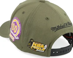 Hatstore Exclusive x Los Angeles Lakers Script Flight Olive Adjustable - Mitchell & Ness