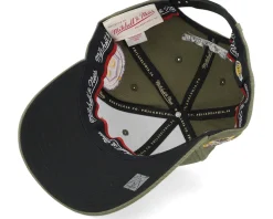 Hatstore Exclusive x Los Angeles Lakers Script Flight Olive Adjustable - Mitchell & Ness