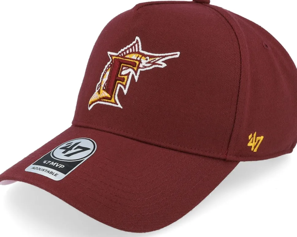 Hatstore Exclusive x Miami Marlins Dark Maroon A-Frame Adjustable - 47 Brand