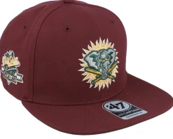 Hatstore Exclusive x Oakland Athletics World Series Dark Maroon Snapback - 47 Brand