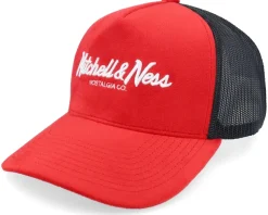 Hatstore Exclusive x Pinscript Velvet Red/Black Trucker - Mitchell & Ness
