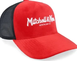 Hatstore Exclusive x Pinscript Velvet Red/Black Trucker - Mitchell & Ness