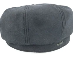 Hatteras 1 Calf Split Navy Flat Cap - Stetson