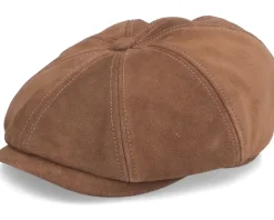 Hatteras Calf Split Brown Flat Cap - Stetson