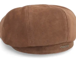 Hatteras Calf Split Brown Flat Cap - Stetson