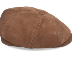Hatteras Calf Split Brown Flat Cap - Stetson