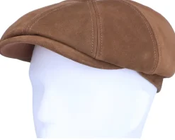 Hatteras Calf Split Brown Flat Cap - Stetson
