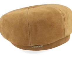 Hatteras Calf Split Brown Flat Cap - Stetson