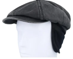 Hatteras Co/Pes Ear Flap Black Flat Cap - Stetson