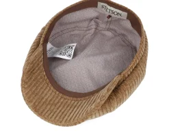 Hatteras Corduroy Jersey Beige Flat Cap - Stetson