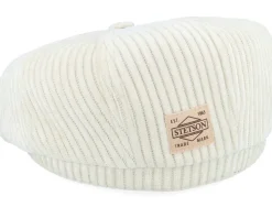 Hatteras Corduroy Jersey Wool White Flat Cap - Stetson