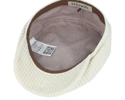 Hatteras Corduroy Jersey Wool White Flat Cap - Stetson