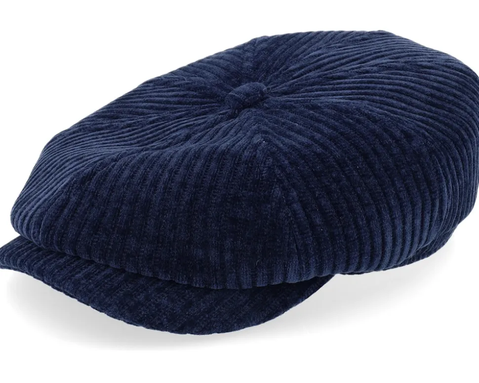 Hatteras Corduroy Jersey Navy Flat Cap - Stetson