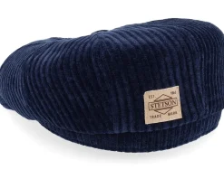 Hatteras Corduroy Jersey Navy Flat Cap - Stetson