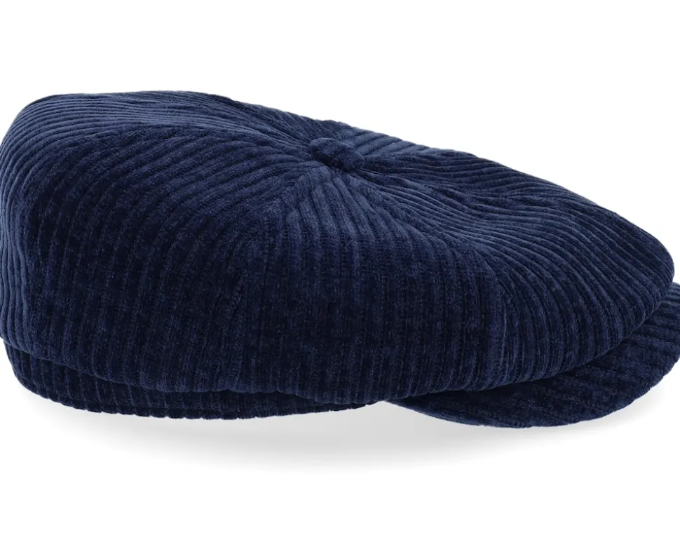 Hatteras Corduroy Jersey Navy Flat Cap - Stetson