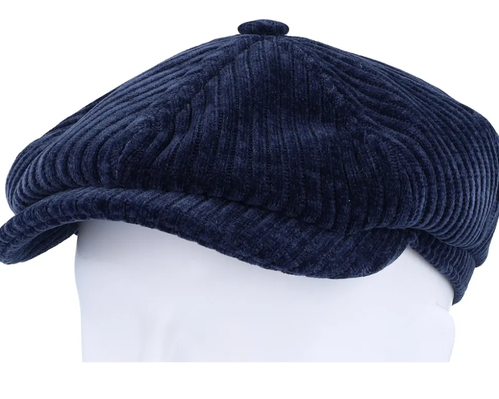 Hatteras Corduroy Jersey Navy Flat Cap - Stetson