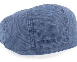 Hatteras Cotton Blue Flat Cap - Stetson