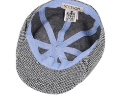 Hatteras Cotton Jersey Blue/White Flat Cap - Stetson