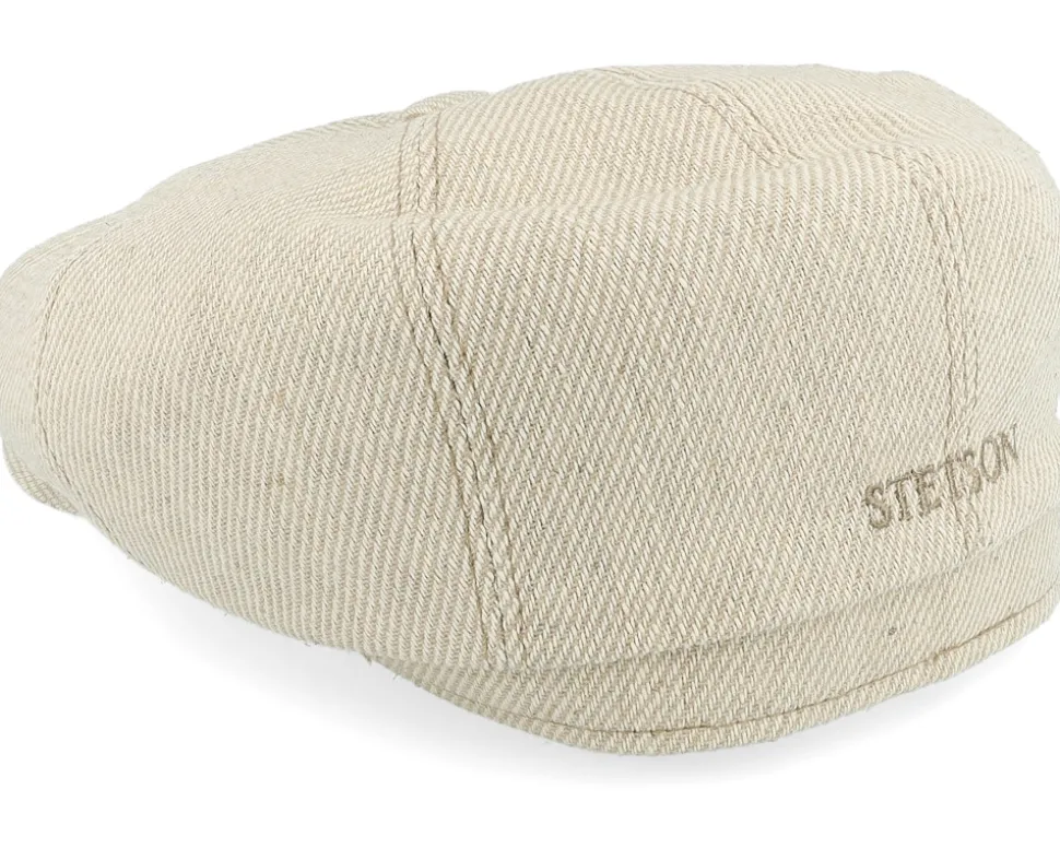 Hatteras Cotton/Linen Hvy Twill Beige/Off White Flat Cap - Stetson