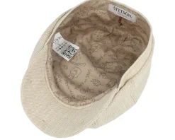 Hatteras Cotton/Linen Hvy Twill Beige/Off White Flat Cap - Stetson