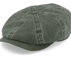 Hatteras Cotton/Linen Olive Flat Cap - Stetson