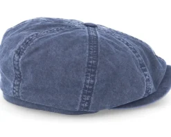Hatteras Delave Organic Cotton Navy Flat Cap - Stetson