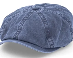 Hatteras Delave Organic Cotton Navy Flat Cap - Stetson