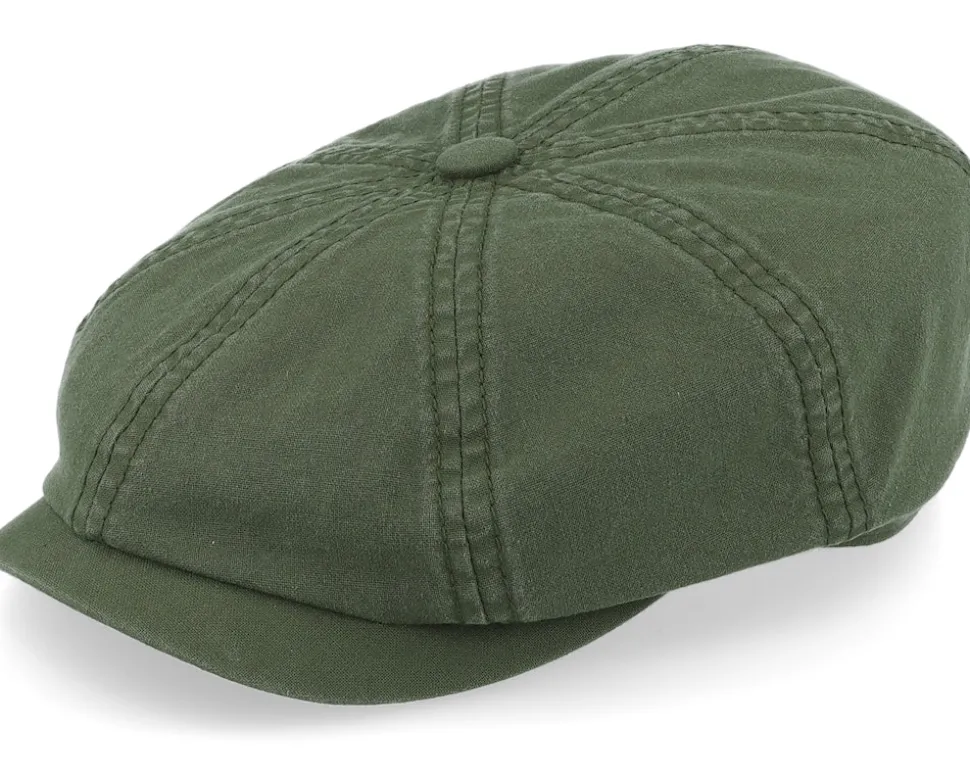 Hatteras Delave Organic Cotton Forest Green Flat Cap - Stetson