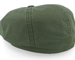 Hatteras Delave Organic Cotton Forest Green Flat Cap - Stetson