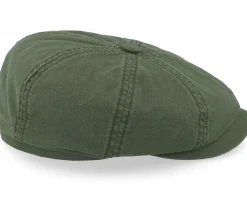 Hatteras Delave Organic Cotton Forest Green Flat Cap - Stetson